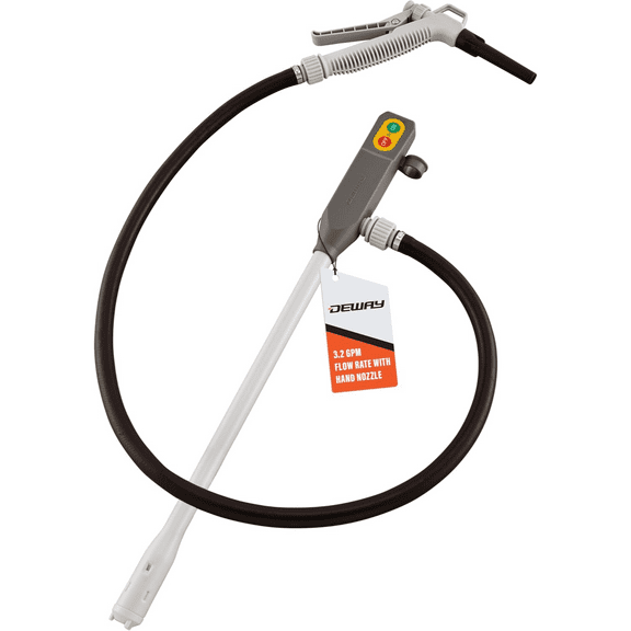Deway Battery Stick Fuel Pump w/Trigger Nozzle, 3.2GPM Flow Rate & 51" Hose for Gas & Water