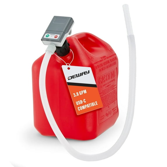 Deway Ultra Fast Can Fuel Transfer Pump, USB or Battery Powered with 51" Hose & 3 Adapters