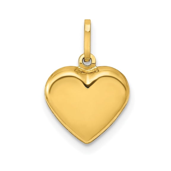 DewberryDiamonds 14K Solid Yellow Gold Small Lightweight 3-D Puffed Heart Pendant for Her (Weight : 0.22 g, Length : 15 mm, Width : 10 mm)