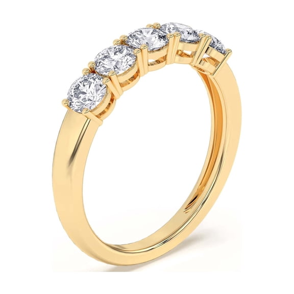 DewberryDiamonds 1.00 Carat Lab Grown IGI Certified Diamond Five-Stone Anniversary Wedding Band for Women 14K White Gold (VS/FG ) Size 7.5