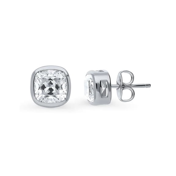 DewberryDiamonds 1/2 CT Cushion Cut IGI Certified Lab Grown Diamond Solitaire Stud For Women, Men | Bezel Set Real 14K White Gold Stud Earrings jewelry for gift bridal Wedding