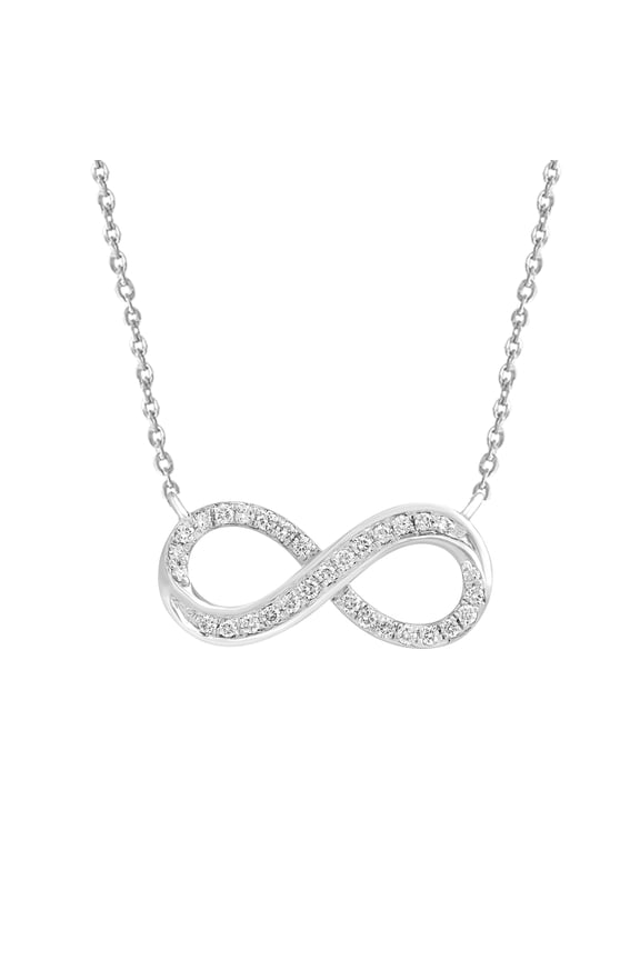 1/4 cttw Round Cut IGI Certified Lab Grown Diamond Infinity Pendant Necklace | 18 Inch Chain for Women 14kt White Gold Plated 925 Sterling Silver (Clarity: VS, Color: EF, 0.25 cttw)