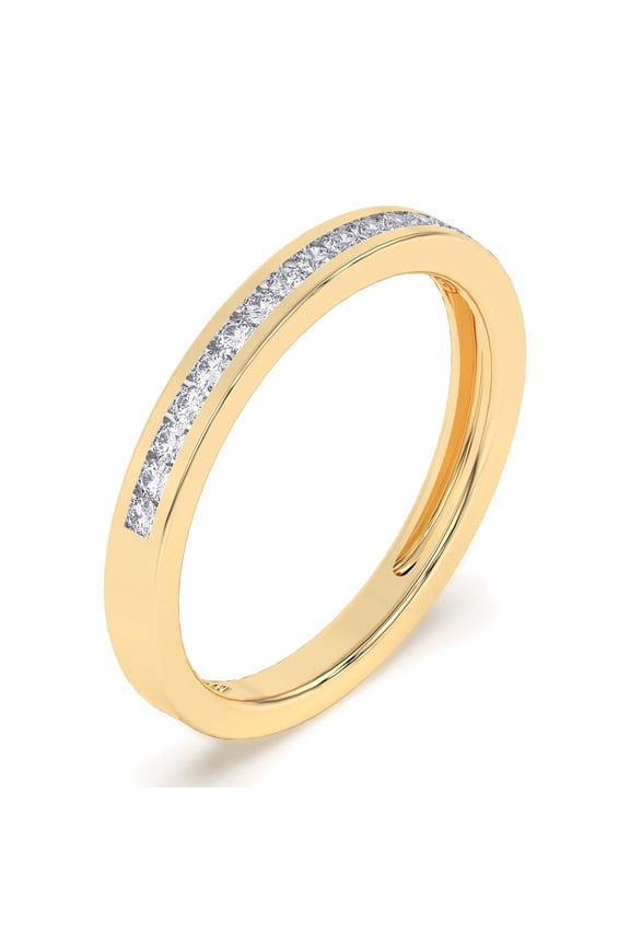 1/5 Carat Lab Grown IGI Certified Diamond Wedding Band | 14K Solid Yellow Gold Stackable Channel Set Wedding Promise Ring (VS/F-G) Size 8