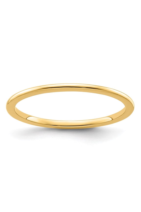 10K Yellow Gold 1.2mm Half Round Polished Stackable Band Size 10 (Weight : 1 gm, Ring Size : 10 )