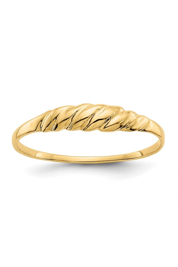10K Yellow Gold Classic Ridged Dome Ring (Weight : 1.21 gm, Ring Size : 6.5 )