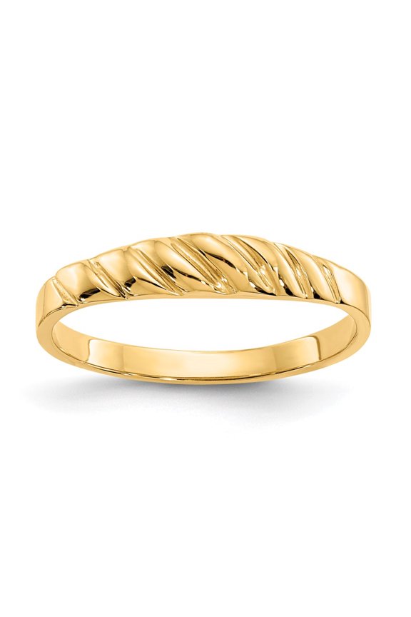 10K Yellow Gold Polished Valley Dome Ring (Weight : 1.01 gm, Ring Size : 6 )