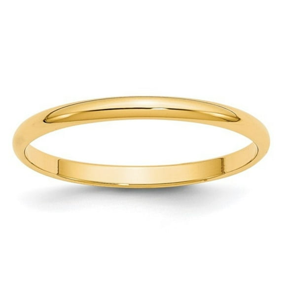 DewberryDiamonds 10k Yellow Gold 2mm Lightweight Half Round Wedding Band Size 9.5 (Weight :1.37 gm, Width: 2mm)