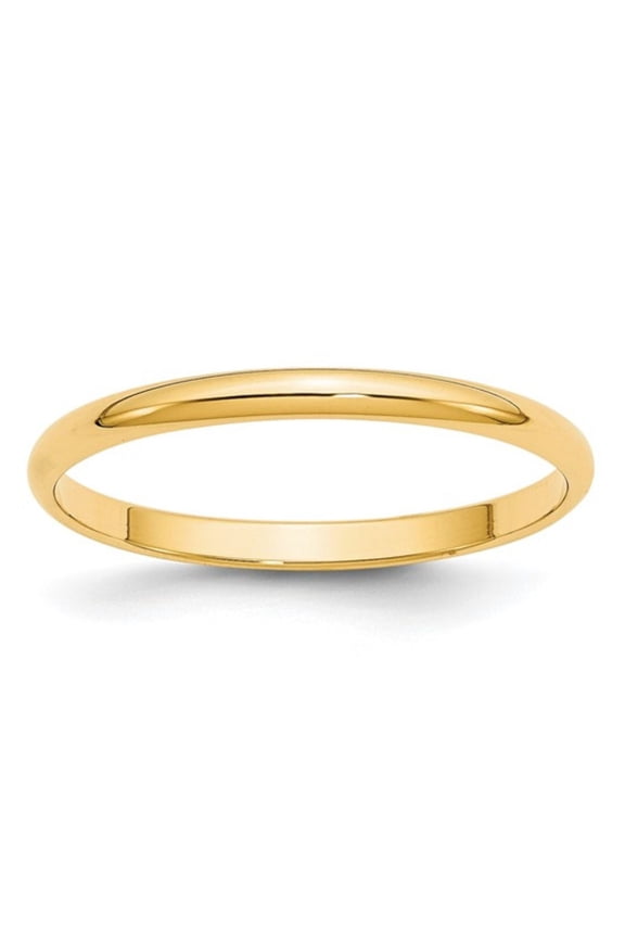 10k Yellow Gold 2mm Lightweight Half Round Wedding Band Size 9.5 (Weight :1.37 gm, Width: 2mm)