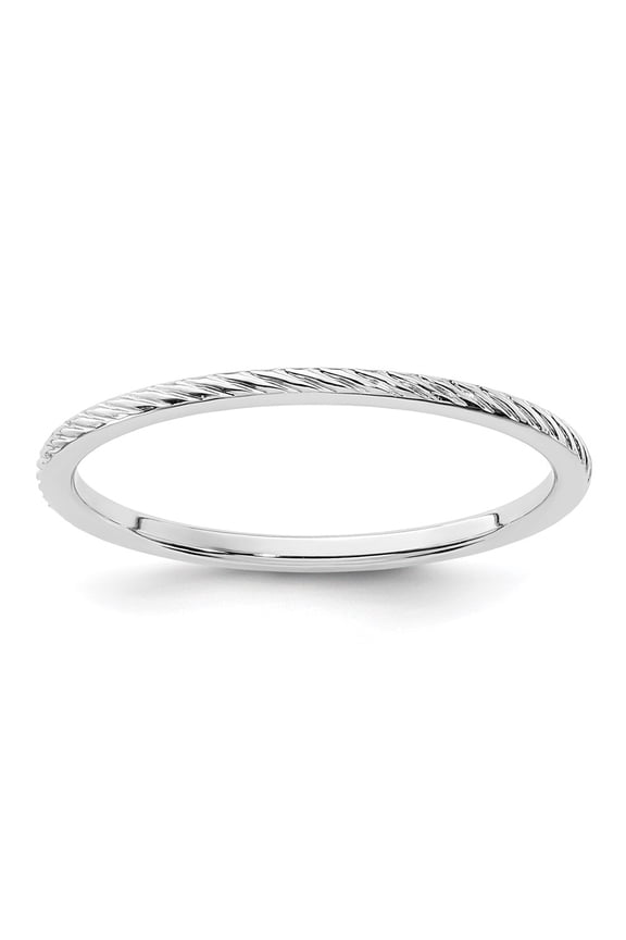 14K White Gold 1.2mm Twisted Wire Pattern Stackable Band Size 7 (Weight : 1.04 gm, Width : 1.2 mm)