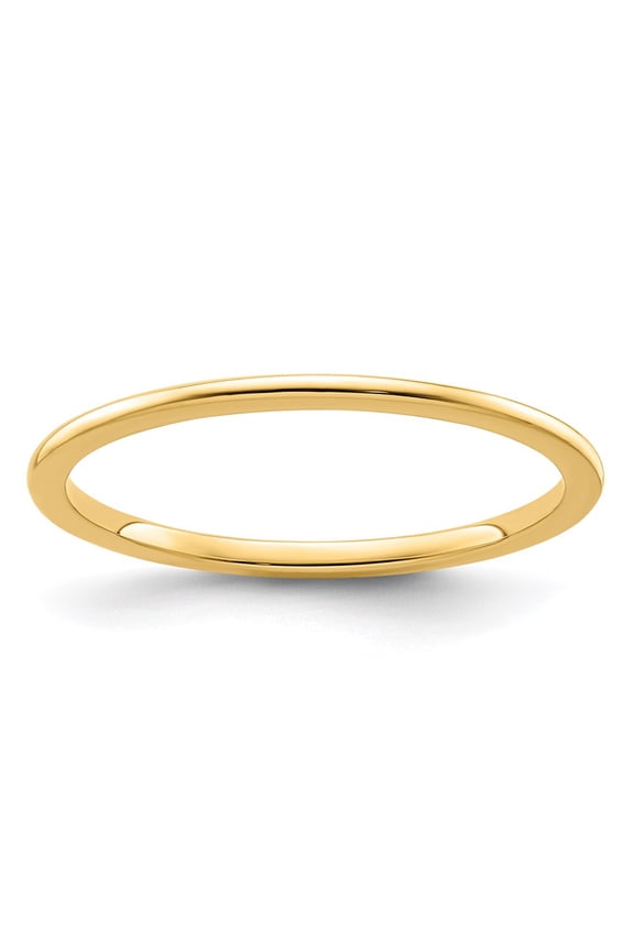 14K Yellow Gold 1.2mm Half Round Polished Stackable Band Size 5.5 (Weight : 1.04 gm, Ring Size : 5.5 )