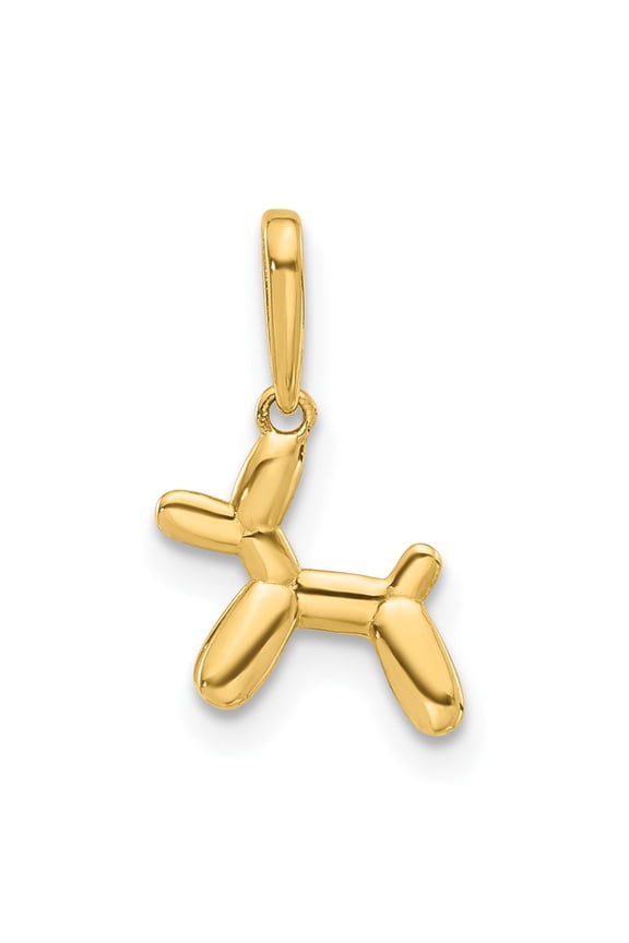14K Yellow Gold Polished 3D Balloon Puppy Pendant Charm (Weight : 0.45 gm, Length : 14.7 mm, Width : 10.7 mm)