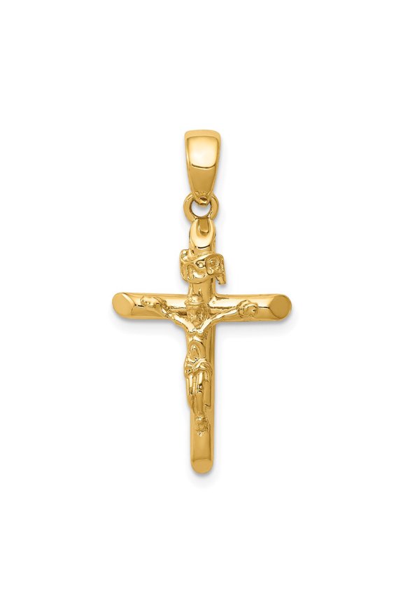 14K Yellow Gold Polished Crucifix Cross Pendant (Weight : 2.8 gm Length : 28.5 mm, Width : 16 mm)