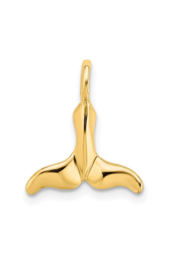 14K Yellow Gold Polished Mini Whale Tail Charm Pendant (Weight : 0.61 gm, Length : 16mm, Width : 19 mm)