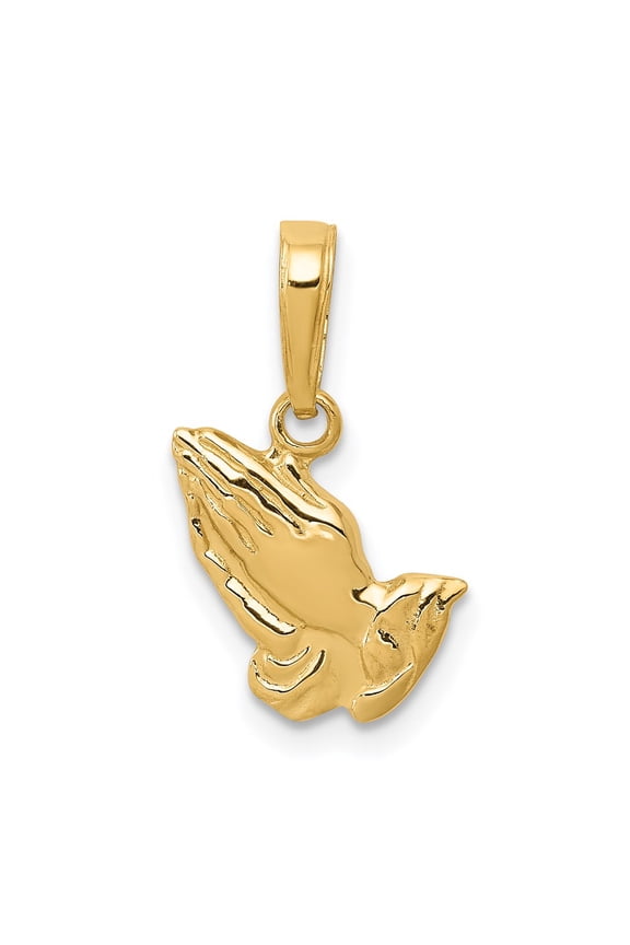 14K Yellow Gold Praying Hands Pendant (Weight : 0.87 gm, Length : 17 mm, Width : 13 mm)