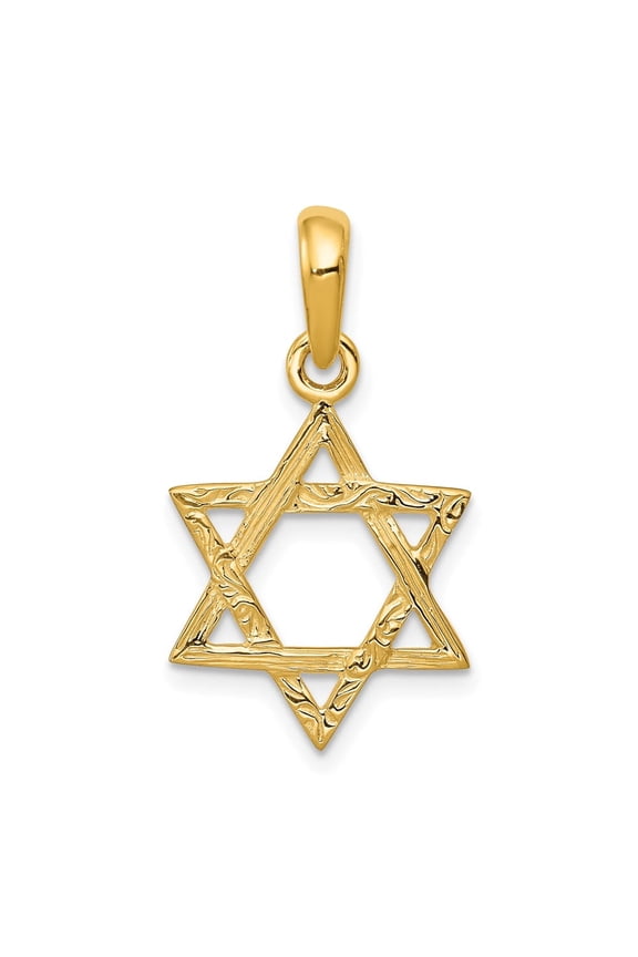 14K Yellow Gold Religious Jewish Symbol Jewelry Star of David Charm Pendant (Weight : 1.19 GM Length : 26 mm, Width : 15 mm)