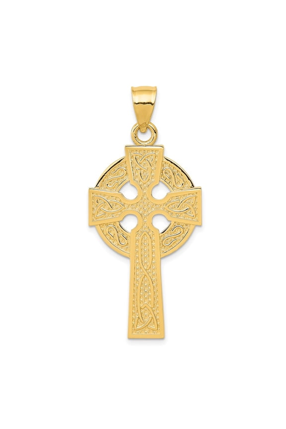 14k Solid Yellow Gold Polished Celtic Cross Pendant Symbolic Charm ( Weight : 4.29 g, Length : 45.82 mm, Width : 20.61mm )