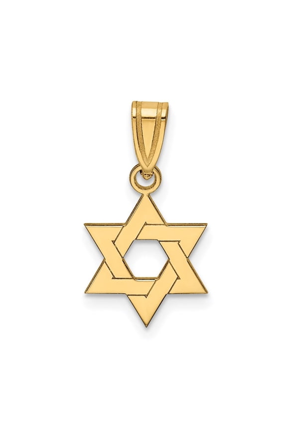 14k Solid Yellow Gold Star of David Religious Pendant for Women's (Weight : 0.6 g Length :18 mm, Width :11 mm)