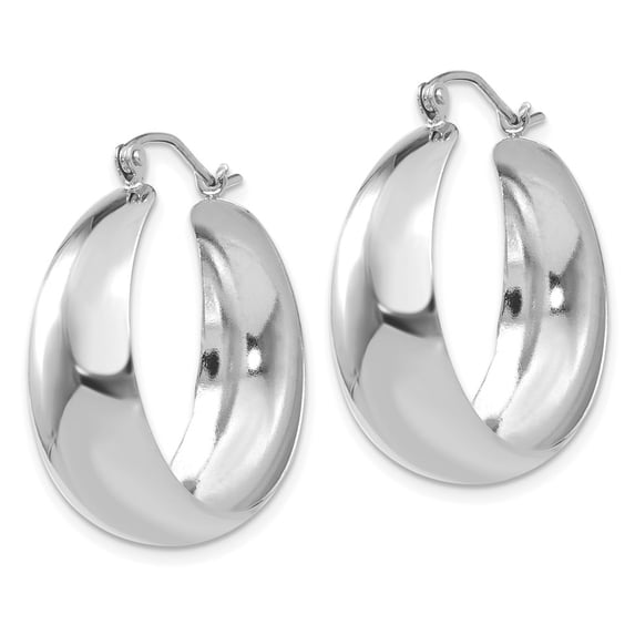 DewberryDiamonds 14k White Gold 10.5x28mm Polished Tapered Hoop Earrings (Weight : 3.65 gm, Length : 28 mm, Width : 10.5 mm)
