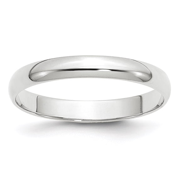 DewberryDiamonds 14k White Gold 3mm Lightweight Half Round Wedding Band Size 6.5 (Weight : 1.93 gm Width : 3 mm)