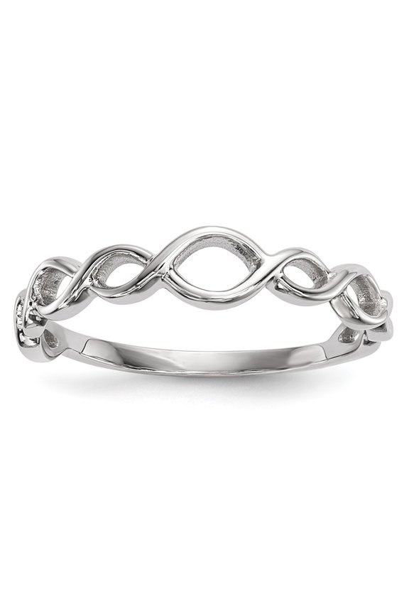 14k White Gold Polished Twisted Loops Ring (Weight : 1.68 gm, Ring Size : 7 )