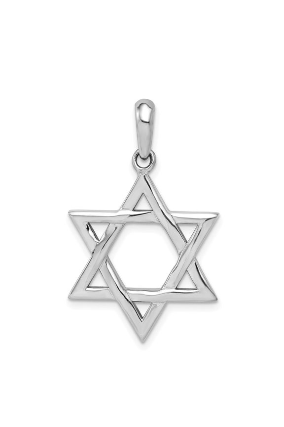 14k White Gold Star of David Pendant (Weight : 3.47 gm Length : 33 mm, Width : 20 mm)