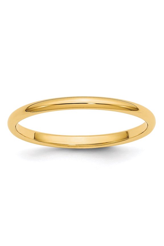 14k Yellow Gold 2mm Half-Round Wedding Band Size 7 (Weight : 1.83 gm, Width : 2 mm)