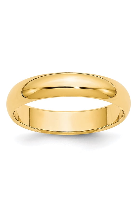 14k Yellow Gold 4mm Lightweight Half Round Wedding Band Size 14 (Weight : 3.52 gm, Width : 4 mm)