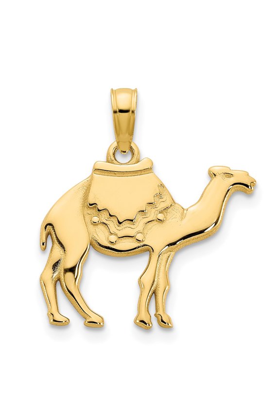 14k Yellow Gold Camel with Fancy Saddle Charm Pendant (Weight : 1.57 gm, Length : 15 mm, Width : 19 mm)