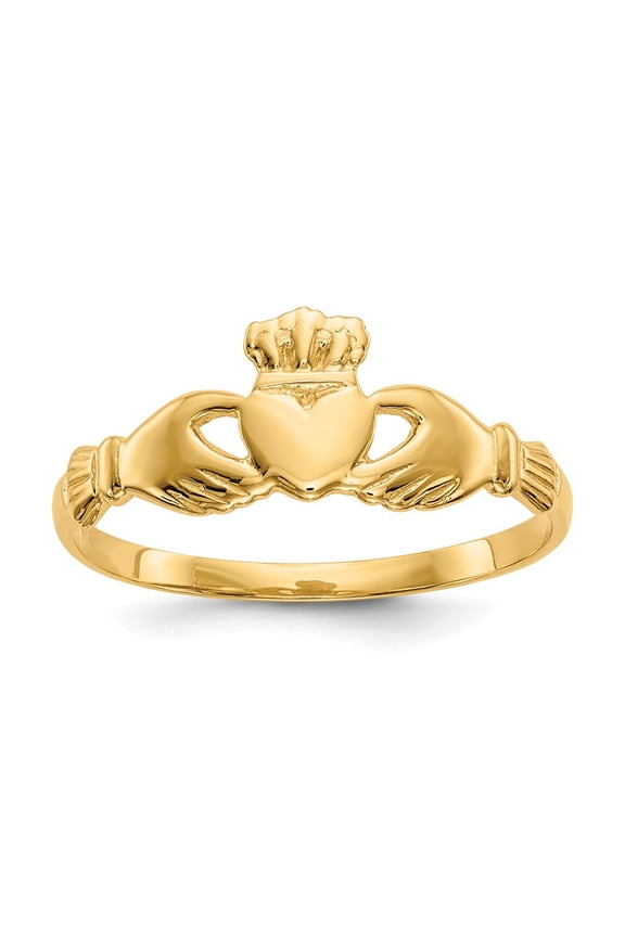 14k Yellow Gold Claddagh Ring (Weight : 1.09 gm, Ring Size : 7 )