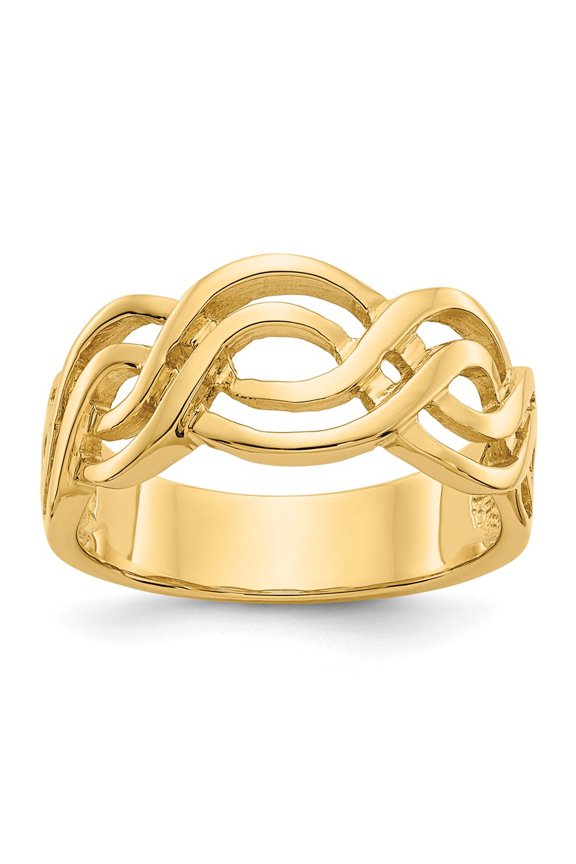 14k Yellow Gold Infinity Ring (Weight : 5.6 gm, Ring Size : 7 )