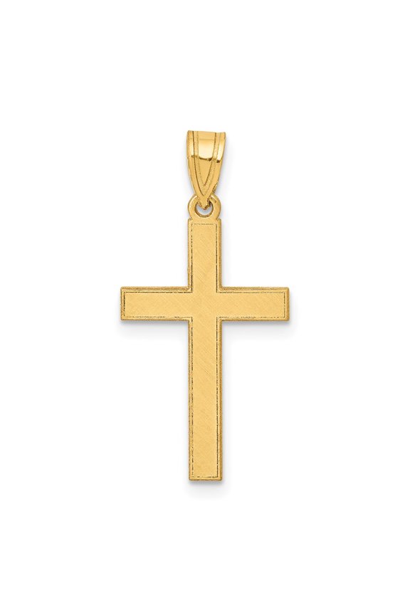 14k Yellow Gold Lightweight Religious Jewelry Florentine Satin Cross Pendant (Weight : 0.68 g, Length : 25 mm, Width : 12 mm)