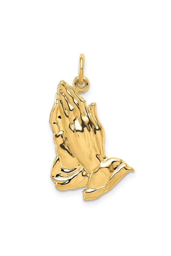 14k Yellow Gold Praying Hands Pendant (Weight : 1.41 gm, Length : 26 mm, Width : 19 mm)