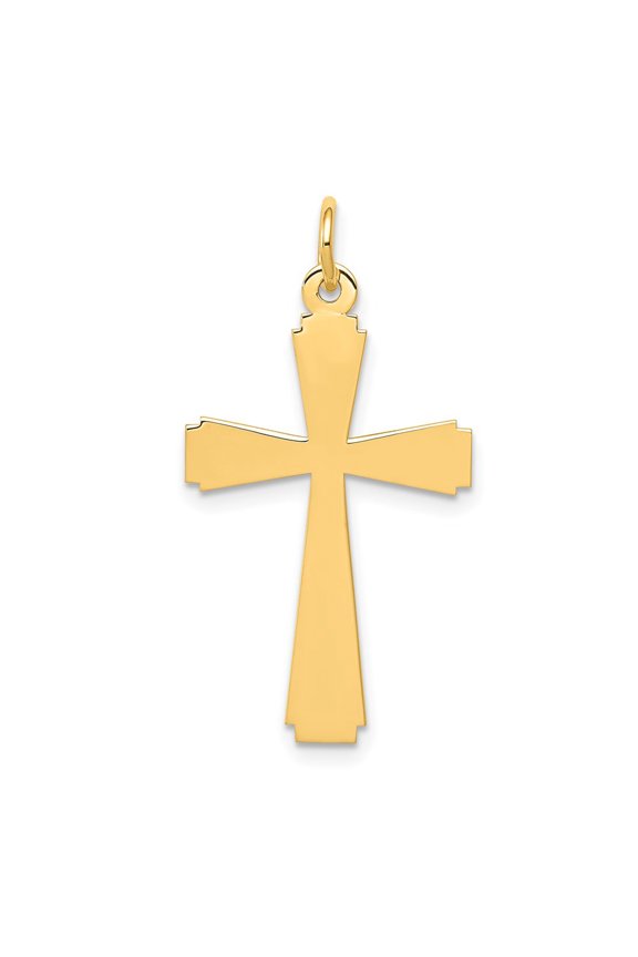 14k Yellow Gold Religious Cross Pendant Charm (Weight : 0.6 g, Length : 29 mm, Width : 15 mm)