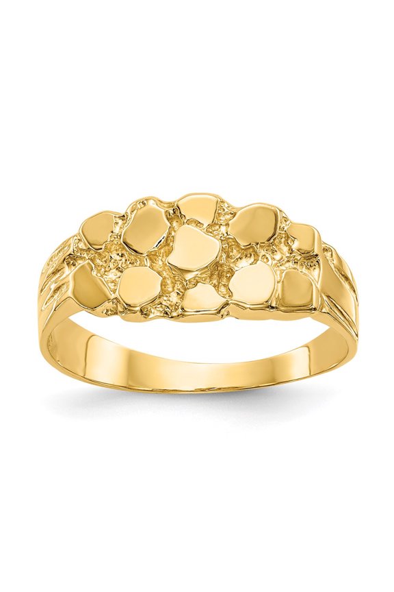 14k Yellow Gold Size 6 Nugget Ring (Weight : 2.2 gm, Ring Size : 6 )