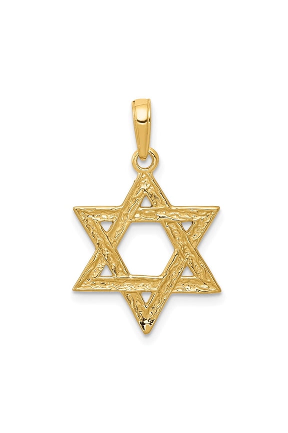 14k Yellow Gold Star of David Pendant (Weight : 1.18 gm, Length : 27 mm, Width : 18 mm)