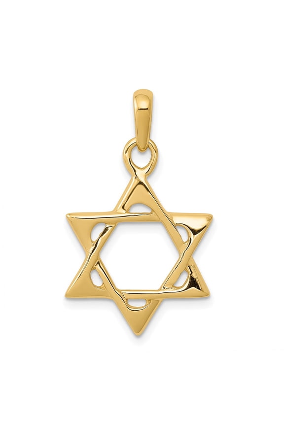 14k Yellow Gold Star of David Pendant (Weight : 1.98 gm, Length : 31 mm, Width : 18 mm)