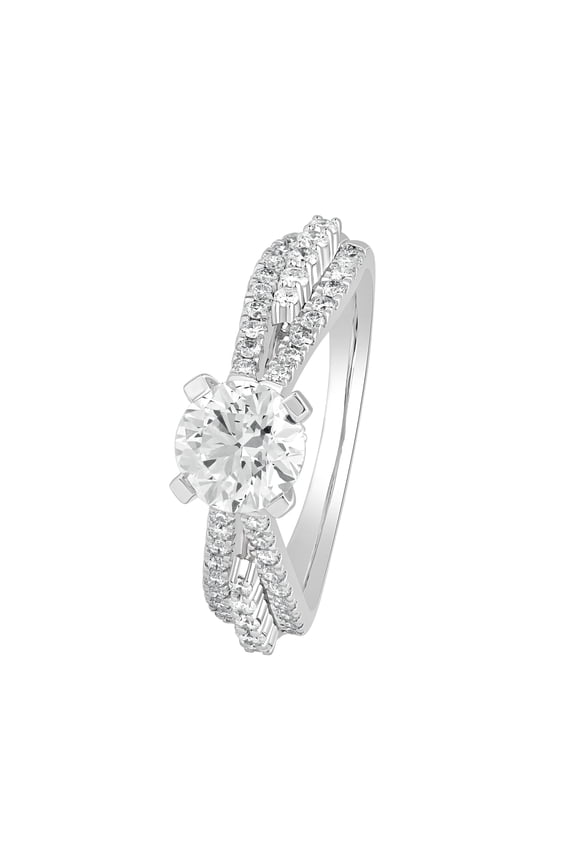 IGI Certified 1.5 Cttw Prong Set Lab Grown Diamond Solitaire with Accents Engagement Ring Solid 925 Sterling Silver Jewelry for Womens Gifts 14K White Gold Plated (VS/F-G) | Size-8