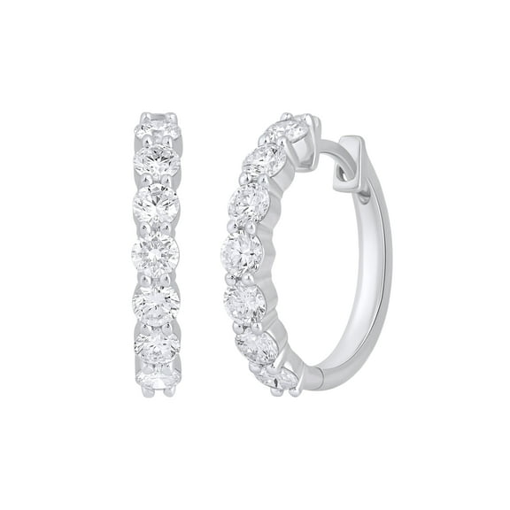 DewberryDiamonds IGI Certified 1.60 CT Round Cut Lab Grown Diamond Huggie Hoop Earrings for Womens | 925 Sterling Silver 14K White Gold Plated (Color-EF , Clarity-VS )