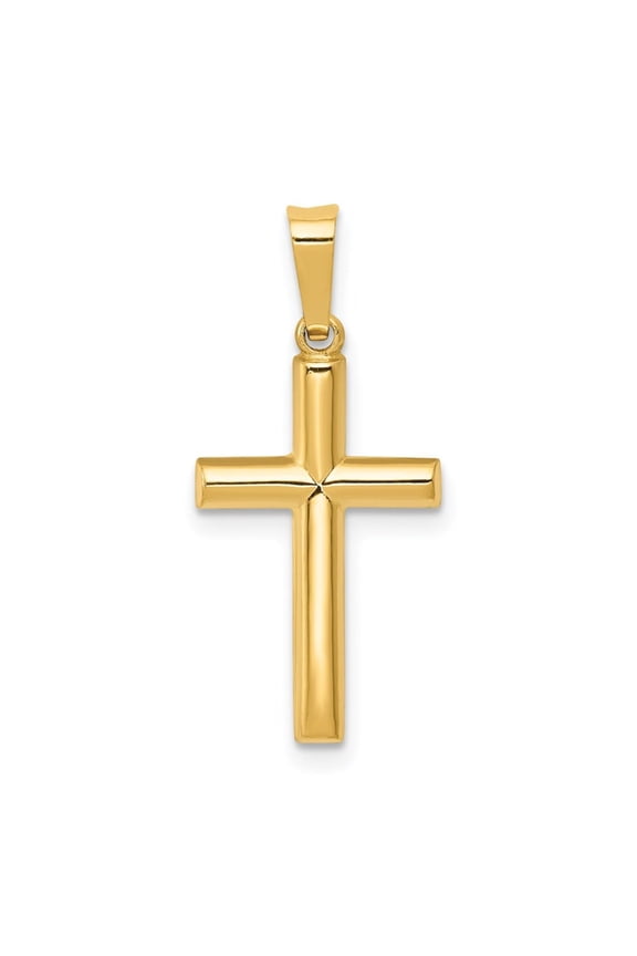 Solid 14k Yellow Gold Unisex Bail Length 5.8 mm Hollow Religious Large Cross Pendant Necklace (Weight : 0.48 g, Length : 22 mm, Width : 10 mm)