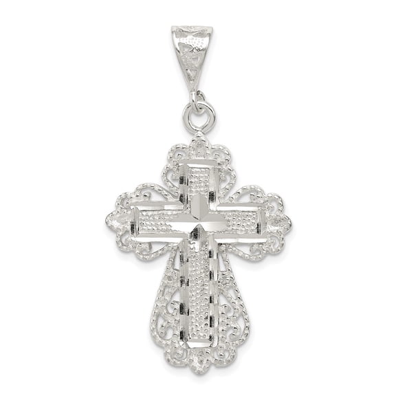 DewberryDiamonds Sterling Silver Cross Pendant (Weight : 4.27 gm, Length : 36mm, Width : 25 mm)