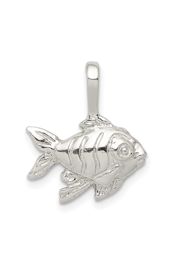 Sterling Silver Fish Charm (Weight : 0.72 gm, Length : 18mm, Width : 16 mm)