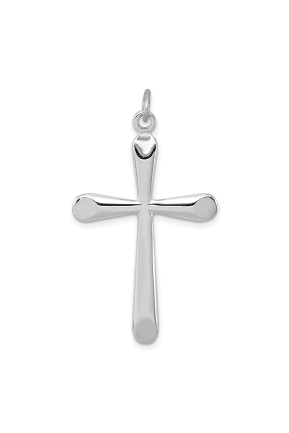 Sterling Silver Platinum-plated Polished Cross Pendant (Weight : 2.03 gm Length : 38mm, Width : 24 mm)