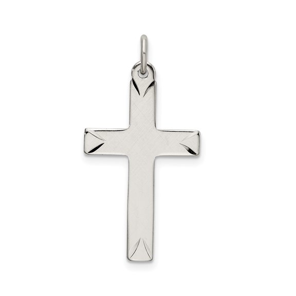 DewberryDiamonds Sterling Silver Satin and D/C Cross Pendant (Weight : 1.38 gm, Length : 26.2mm, Width : 15.2 mm)