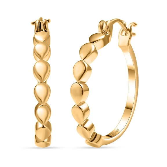 Dewdrop Hoop Earrings in 18K Yellow Gold Plated Bronze