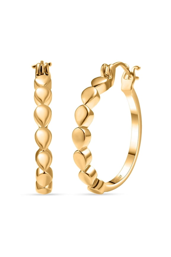 Dewdrop Hoop Earrings in 18K Yellow Gold Plated Bronze