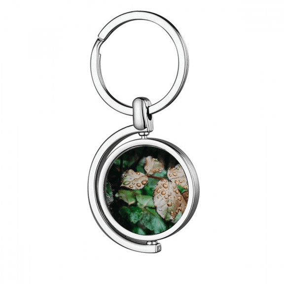 Dewdrop Nature Picture Rotating Keychain Metal Keyring Holder
