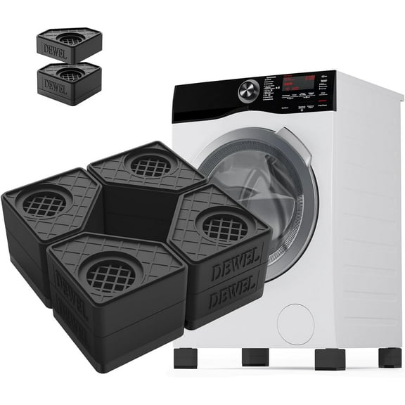 Dewel Anti Vibration Pads for Washing Machine, Pedestal for Washer and Dryer with 1100 lbs Weight Capacity, Double Heighten Washing Machine Pads for Anti Vibration Slip Protect Laundry Room Floor