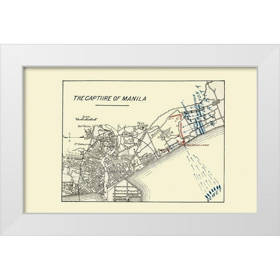 Dewey 14x10 White Modern Wood Framed Museum Art Print Titled - Capture of Manila Philippines 1898