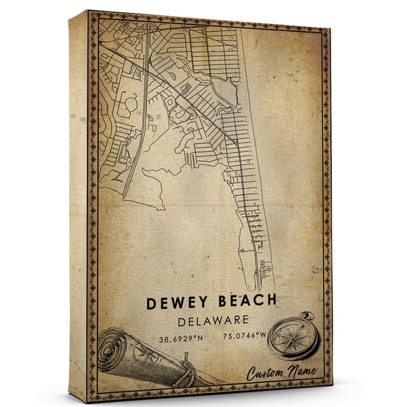 Dewey Beach Map Poster, Delaware Map Art Poster, Canvas, Dewey Beach Map City vintage Poster, Street Map Artwork Poster, Dewey Beach Map Canvas - 89AZ488