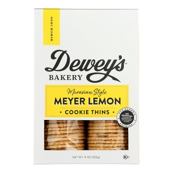 Deweys Bakery - Cookies Thins Meyer Lemon - Case of 6 - 9 OZ